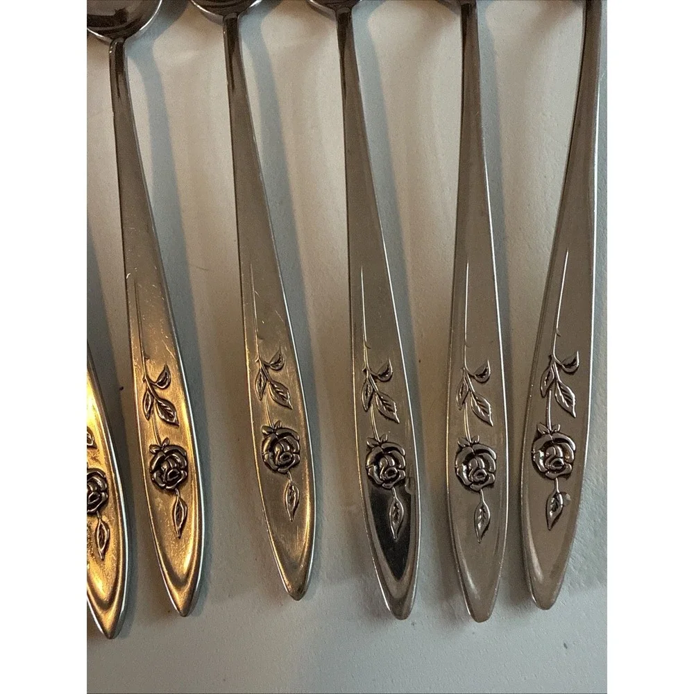 VTG Oneida Community MY ROSE Stainless Betty Crocker Iced Tea Spoons Set 7 Read